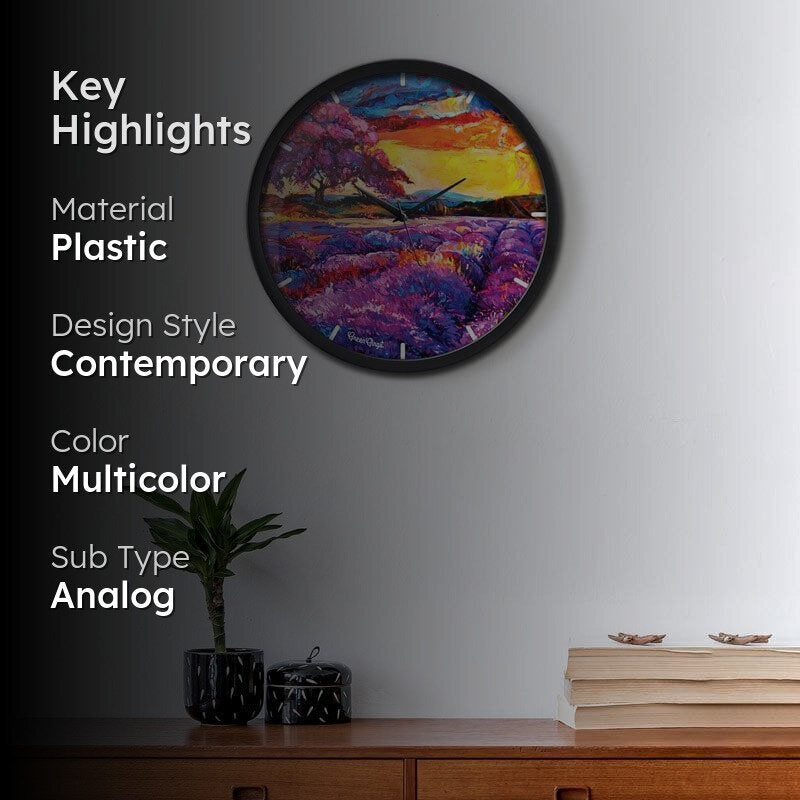 Lavender Fields Wall Clock media 2