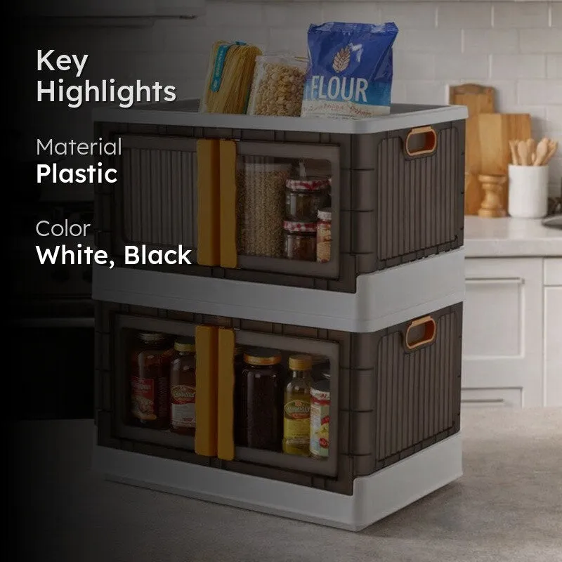 Foldable & Stackable Plastic Double Door Storage Rack - Set Of Two media 2