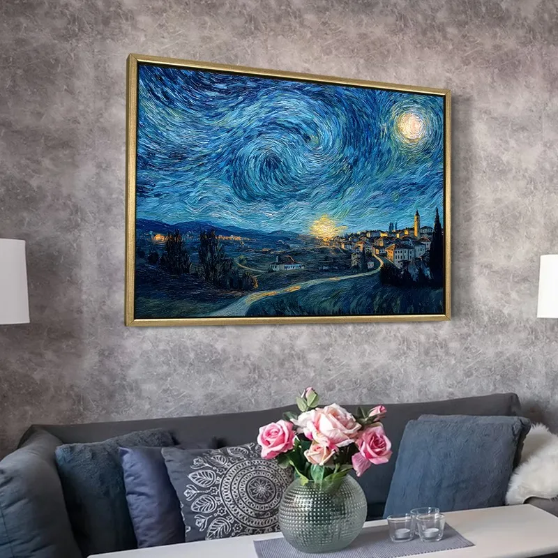 Nocturnal Glow Canvas Wall Painting With Frame media 6