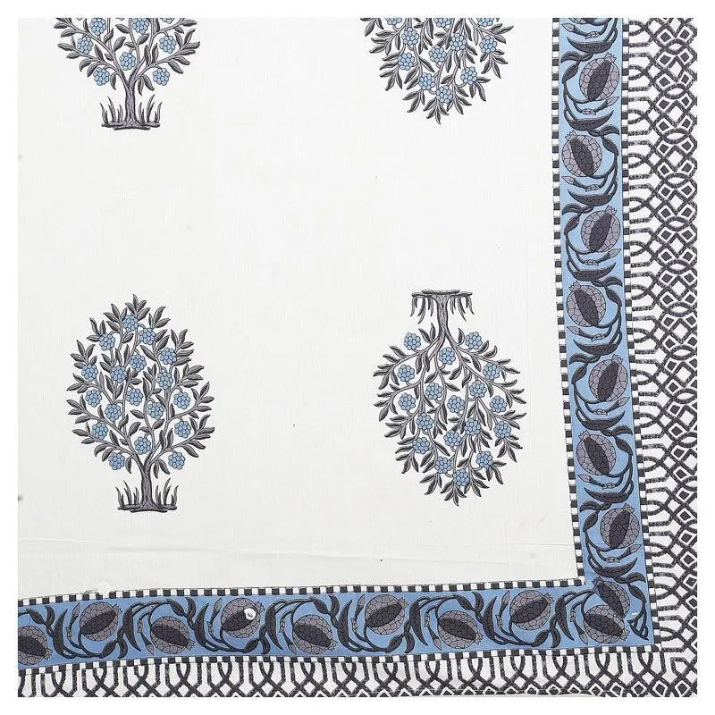 Chatur Floral Cotton Bedsheet (Blue) - 144 TC media 4