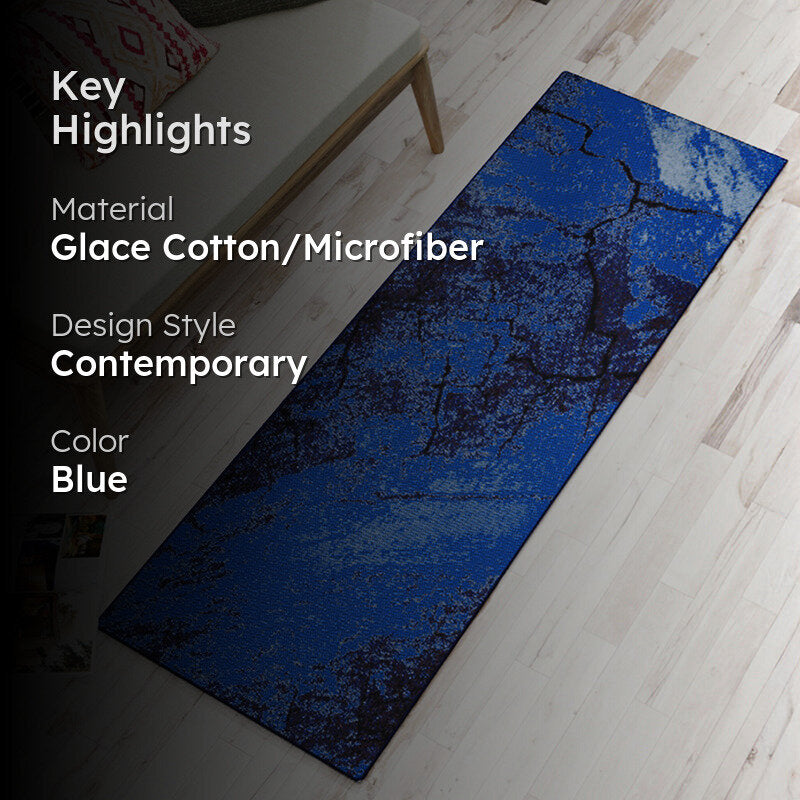 Edith Abstract Micro Fiber Runner Rug - Blue media 2