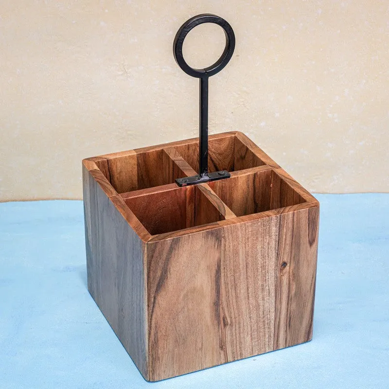 Handcrafted Wooden Cutlery Stand media 3
