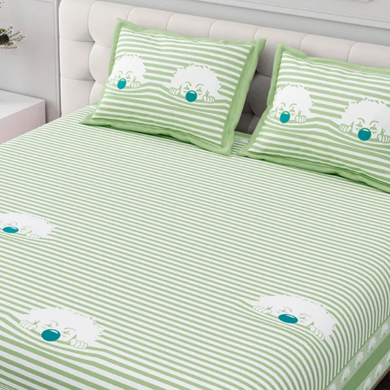 Illusion Stripey Fun Cotton Bedsheet (Green) - 200 TC media 4