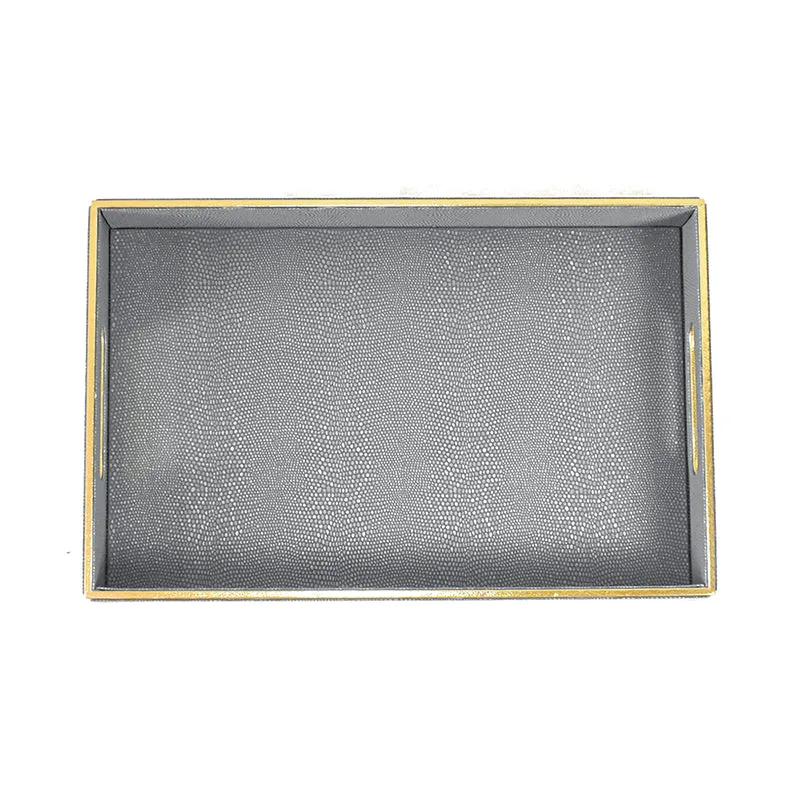 Tisquo Faux Leather Serving Tray (Grey) - Set Of Two media 5