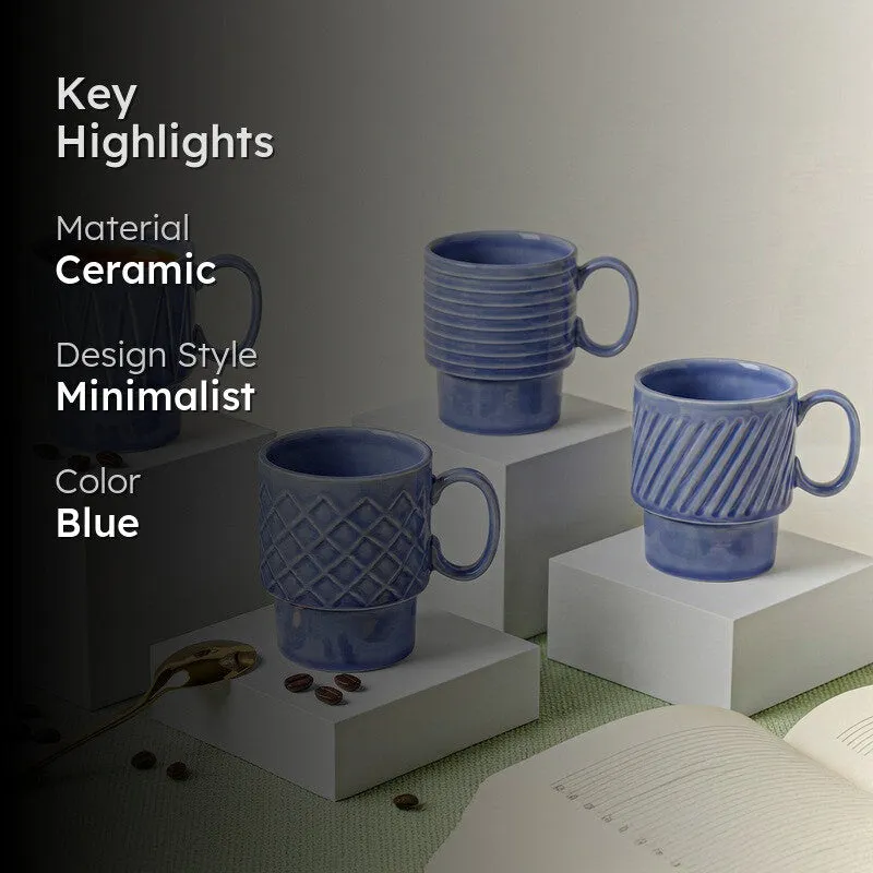Monolith Mist Blue Ceramic Mug (150 mL Each) - Set Of Four media 2