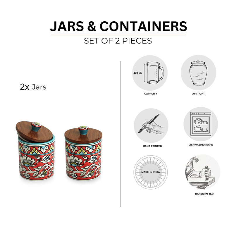 Rang-E-Gul Ceramic Jar ( 420 mL Each) - Set Of Two media 5