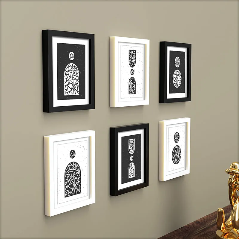 Modern Monochrome Wall Art With Frame - Set Of Six media 4