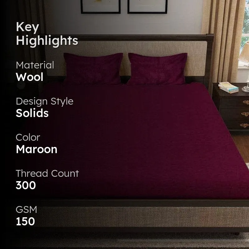 Pristine Charm Warm Woollen Bedsheet (Maroon) - 150 GSM media 2