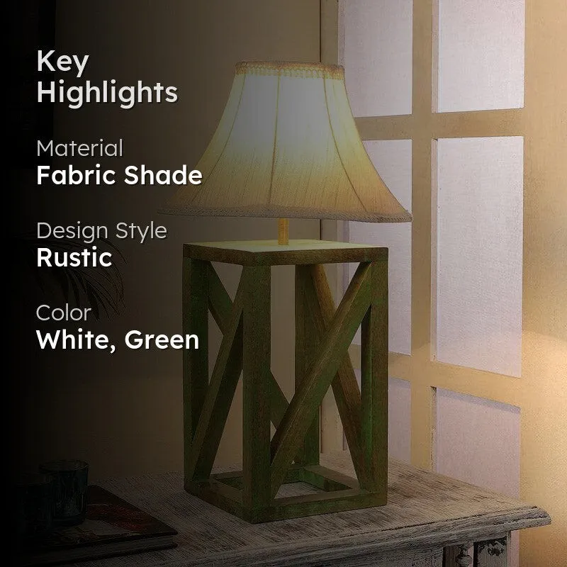 Bristo Criss Cross Fabric Table Lamp - White,Green media 2