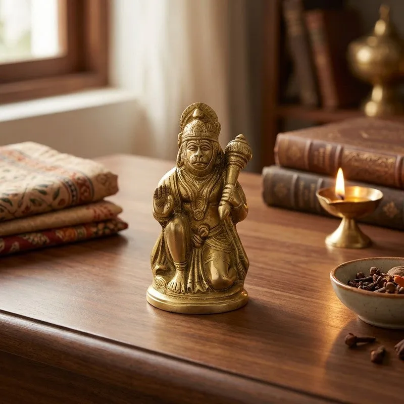 Lord Hanuman Divine Brass Idol media 1