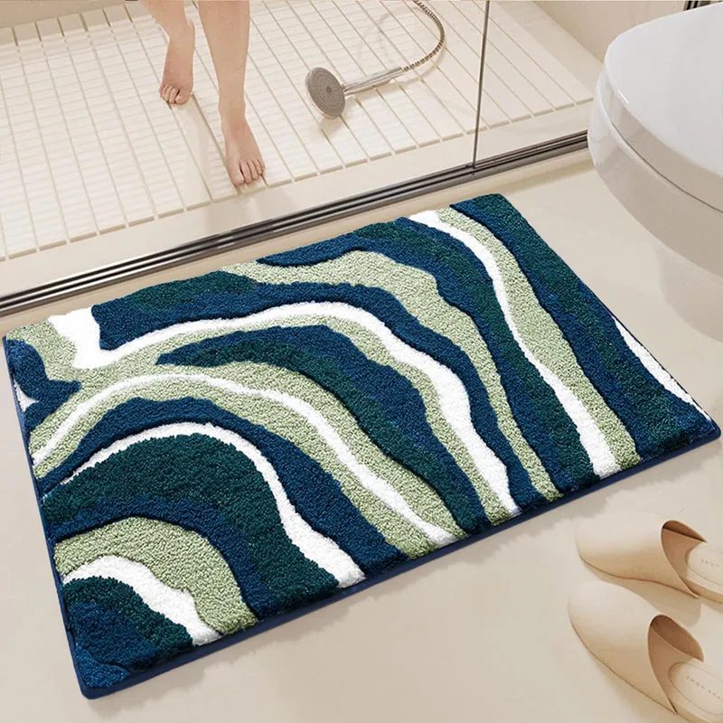 Wavy Whirls Microfiber Bath Mat - Green media 3