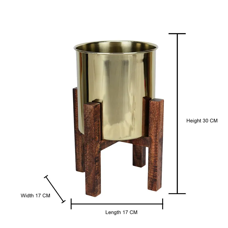 Hita Stainless Steel Planter - Gold media 5