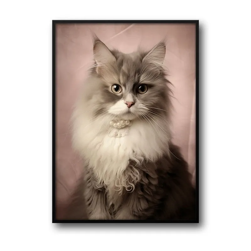 Cat Portrait Archival Canvas Wall Art - Black Frame media 5