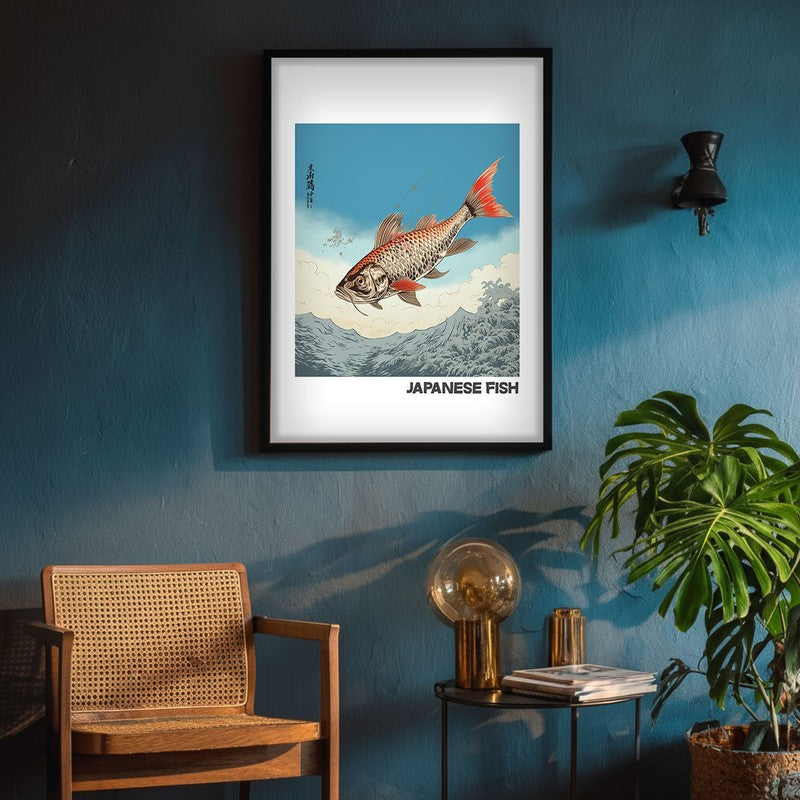 Japanese Fish Archival Canvas Wall Art - Black Frame media 4