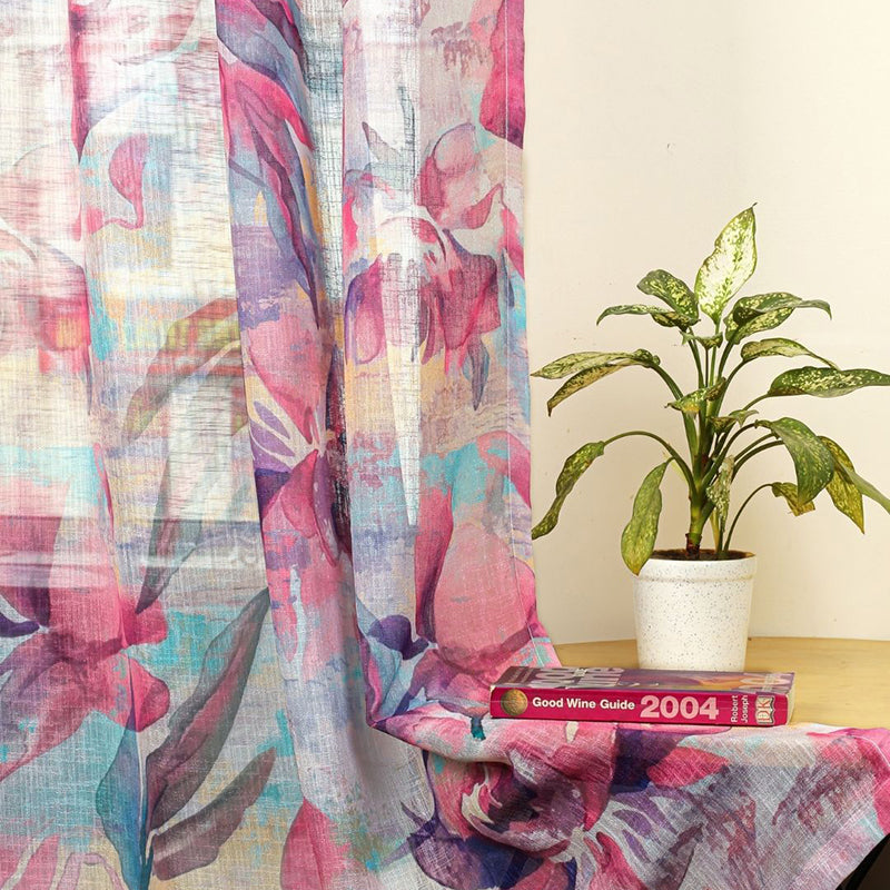 Elaria Linen Texture Sheer Curtain - Set Of Two media 3