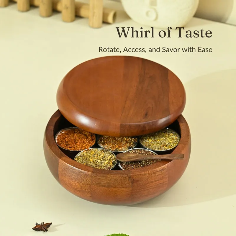 Rasrang Handcrafted Mango Wood Masala Box media 3