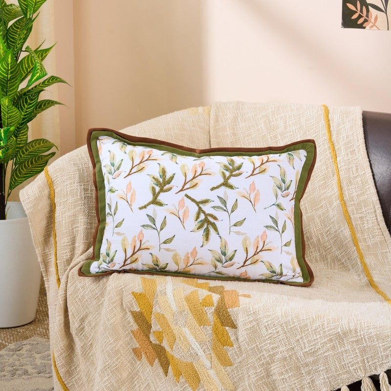 Leafy Shades Cotton Cushion