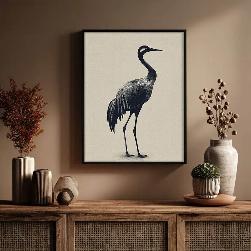 Graceful Crane Canvas Wall Painting With Black Frame media 5