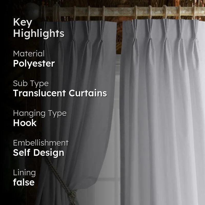 Esme Triple Pinch Pleat Short Width Curtain - Silver media 2