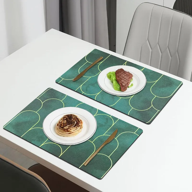Emerald Green Rectangle Rubber Table Mats - Set Of Two media 1