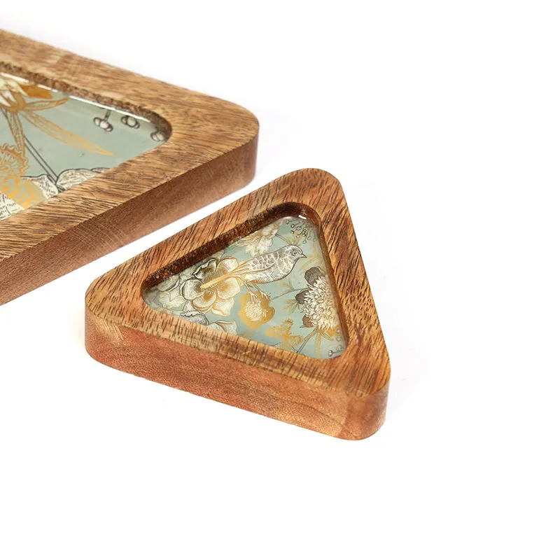 Verrosa Triangular Chip & Dip Mango Wood Platter - Set of Two media 5