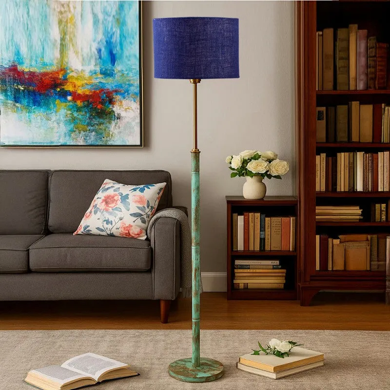 Vintage Glow Wooden Floor Lamp - Blue media 4