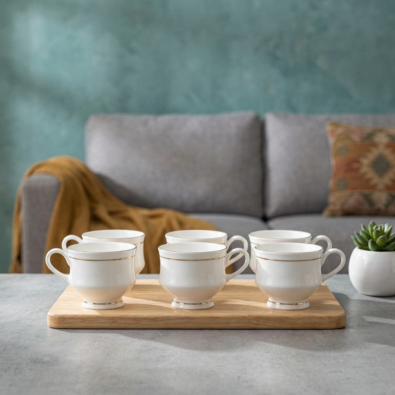 Bone Bone China Tea Cup (150 mL Each) - Set Of Six