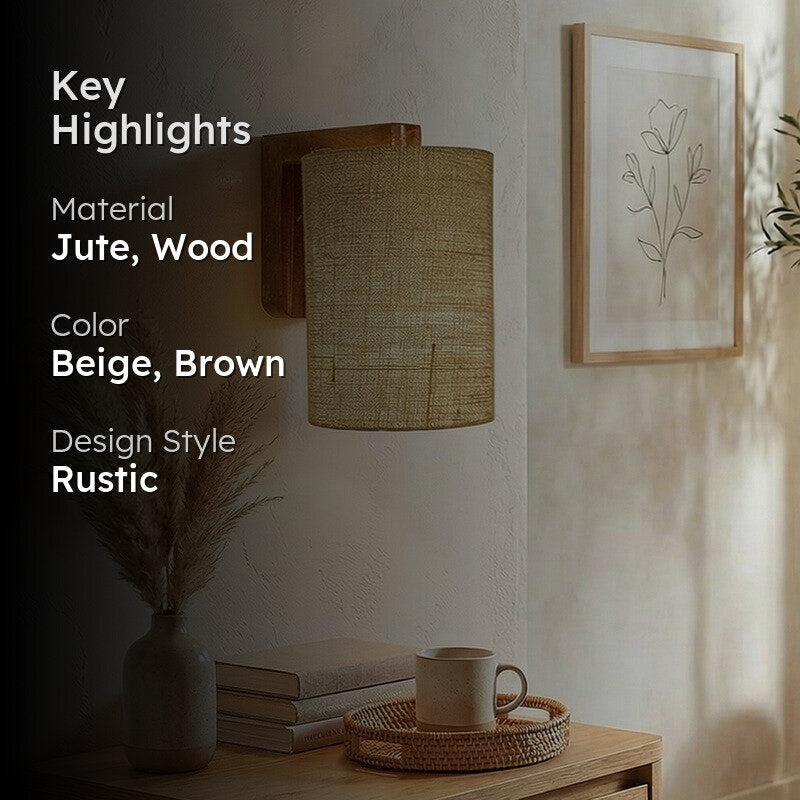 Phidian Jute & Wooden Wall Lamp media 2