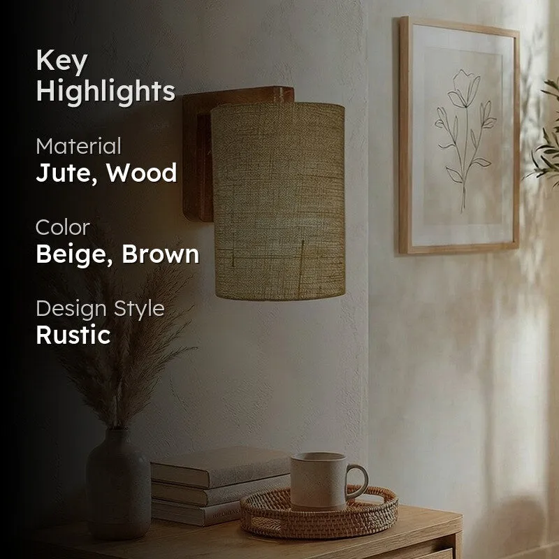 Phidian Jute & Wooden Wall Lamp media 2