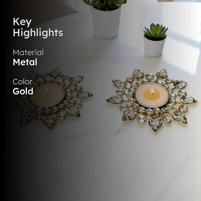 Tajra Ornate Tea Light Holder (White) - Set Of Two media 2