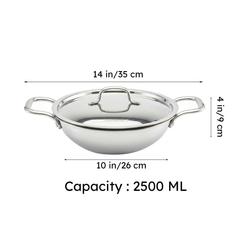 Zoraware Kadhai With Lid - 2500 mL/24 CM media 9