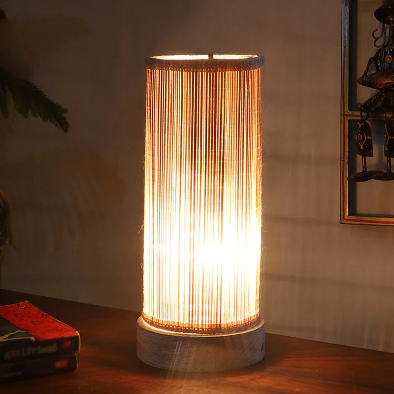 Canevia Cylindra Curve Bamboo Table Lamp - Off White media 1
