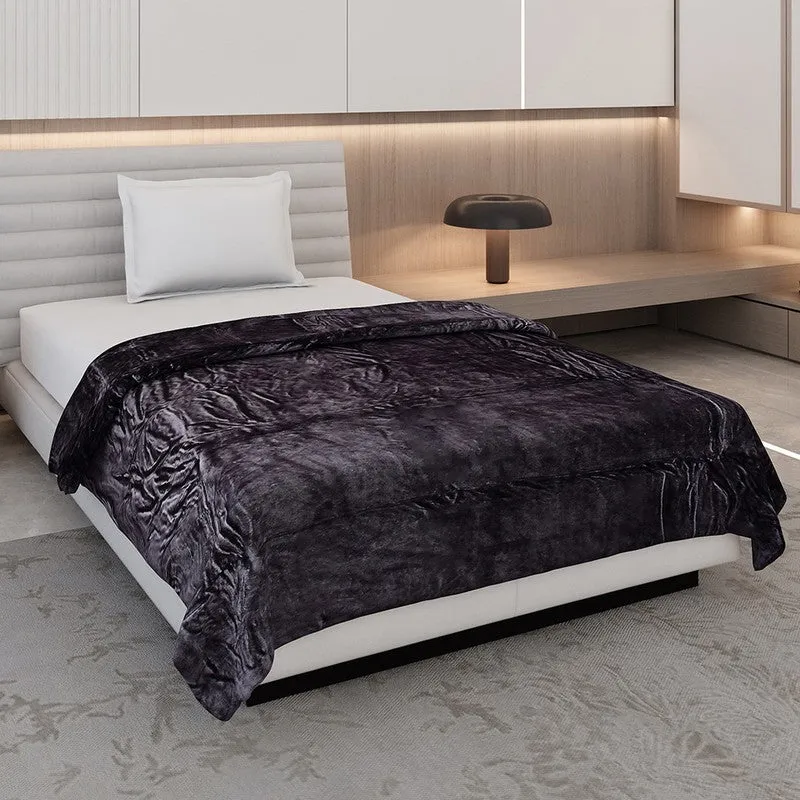 Monte Carlo Luxora Solid Polyester Blanket (Dark Brown) - 300 GSM media 1