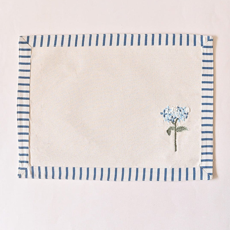Striped Whimsy Embroidered Cotton Table Mat media 6