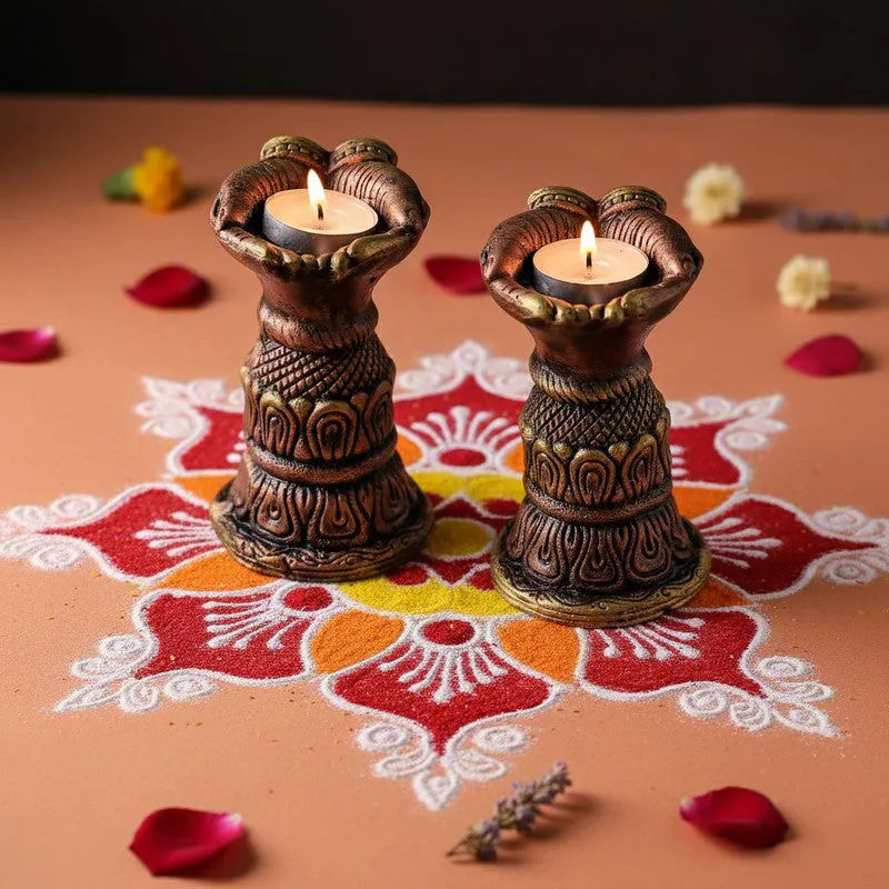 Marigold Halo Tealight Holder - Set Of Two media 6