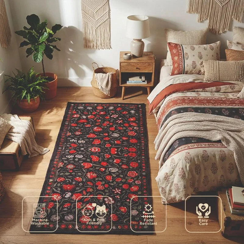 Floral Rush Cotton Hand Woven Runner Rug media 5