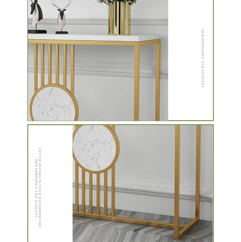 Urban Loft Metal Console Table with Marble Base - Large media 6