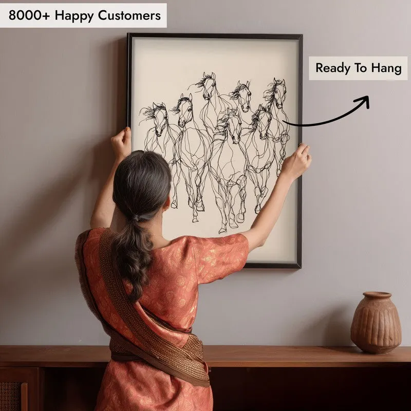 Graceful Horse Lines Wall Painting With Black Frame media 8