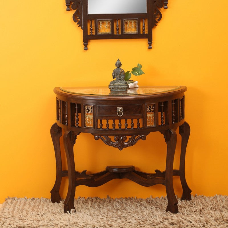 Awadh Teak Wood Console Table - Small