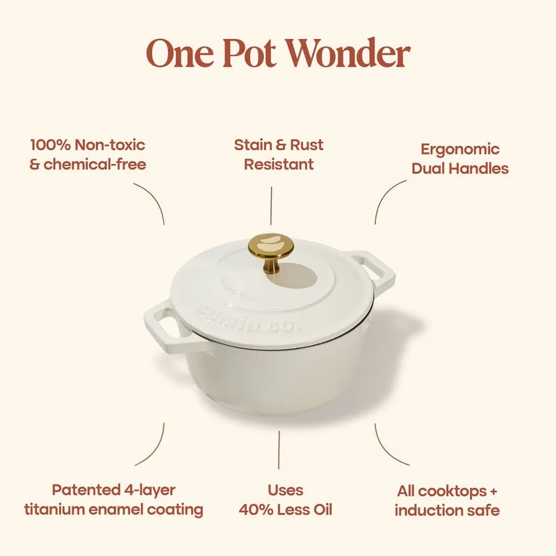 Cumin Co Enamel Cast Iron Cooking Pot (1200 mL) - White media 4
