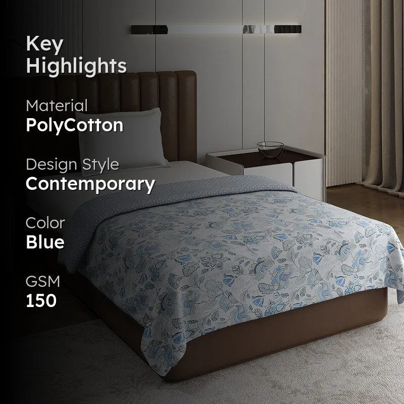Monte Carlo Bloomella Floral Polycotton Reversible Dohar (Light Blue) - 150 GSM media 2