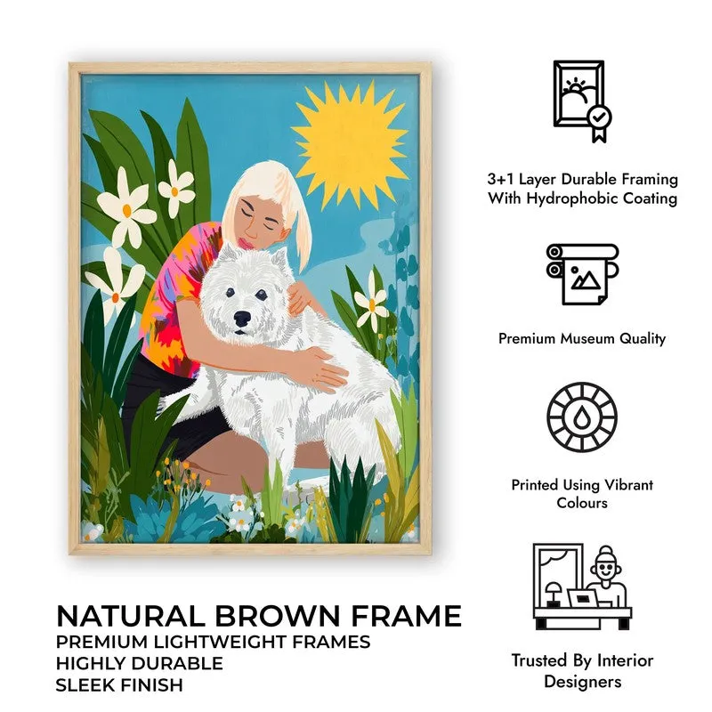 Sunlit Embrace Canvas Wall Painting - Brown Frame media 10