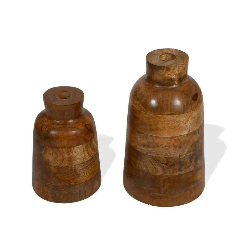 Fitosha Mango Wood Vase - Set Of Two media 3