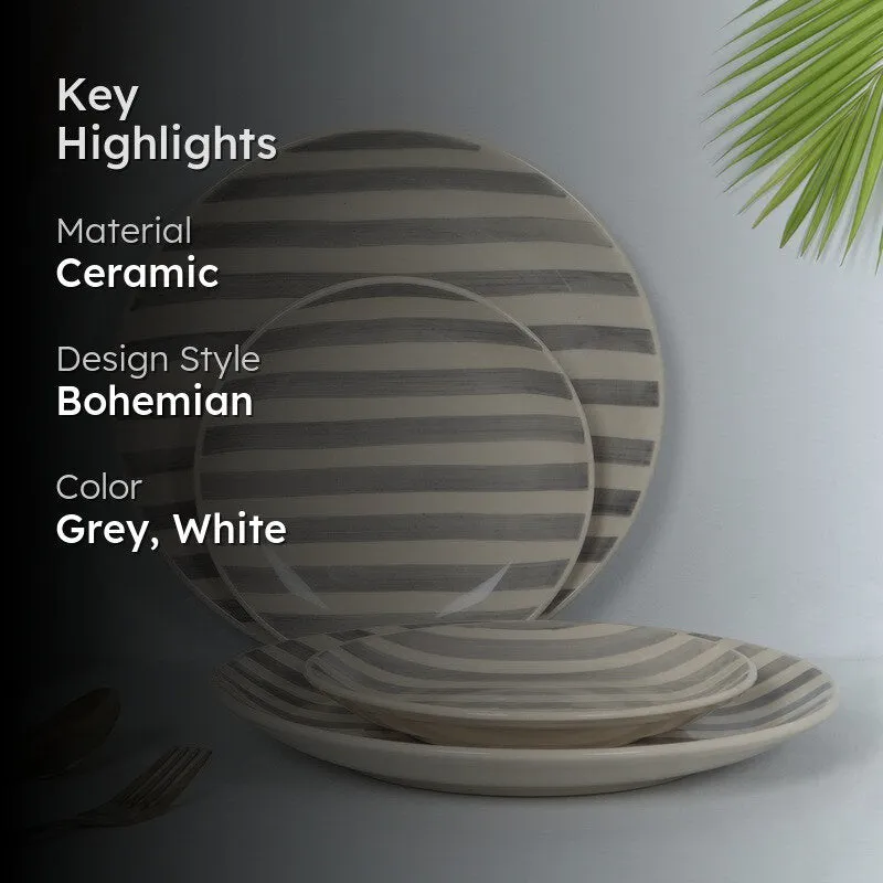 Ceramic Dinner Plates (Grey,White) - Four Piece Set media 2