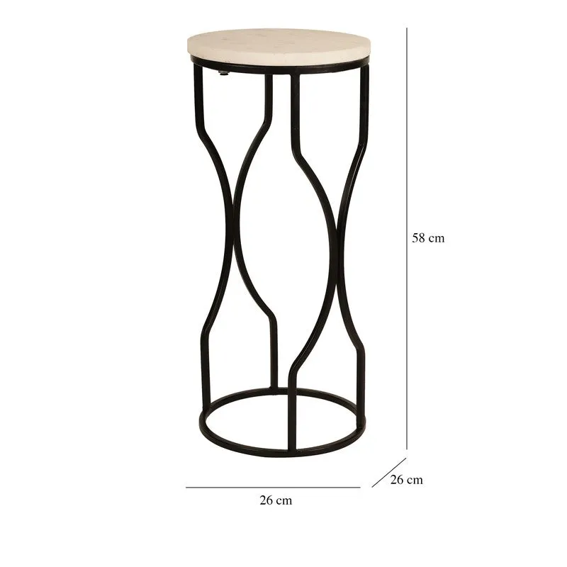 Marble Top Base Aluminum Side Table (Black) - Small media 7