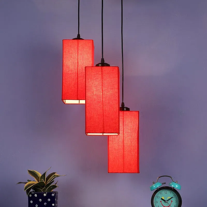 Warm Ivory Triple Metal Ceiling Lamp - Red media 3