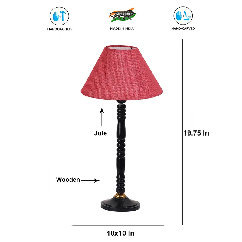 Loft Gleam Table Lamp With Carved Wooden Base - Red,Black media 4