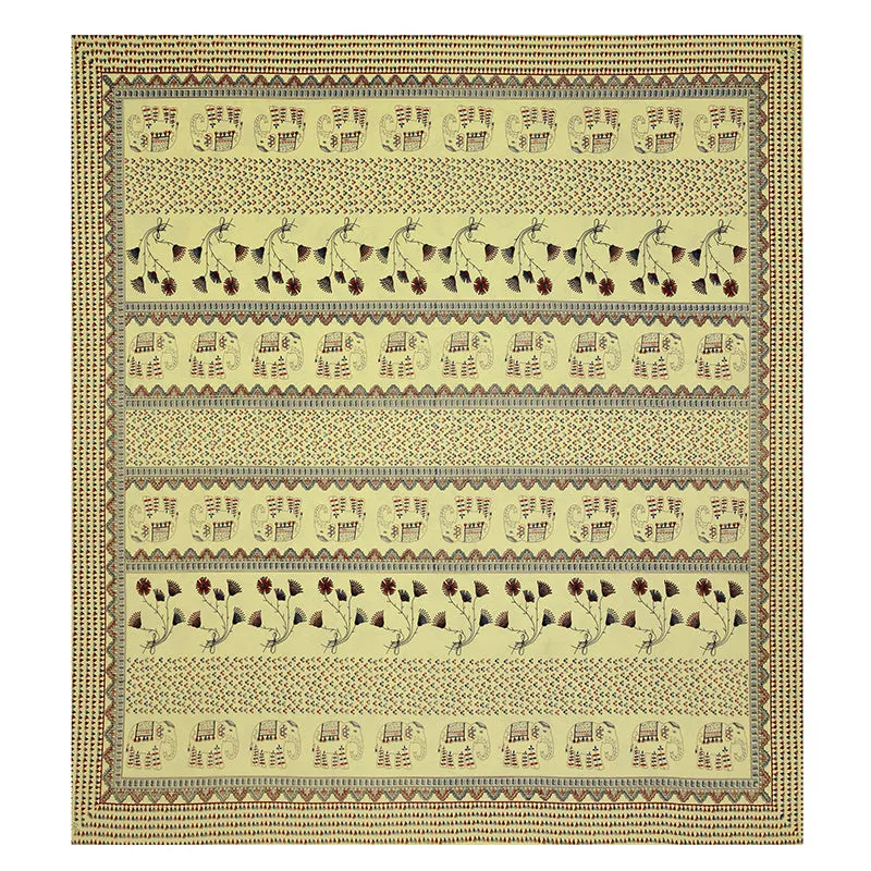Aashvi Ethnic Cotton Bedsheet (Light Green) - 180 TC media 5