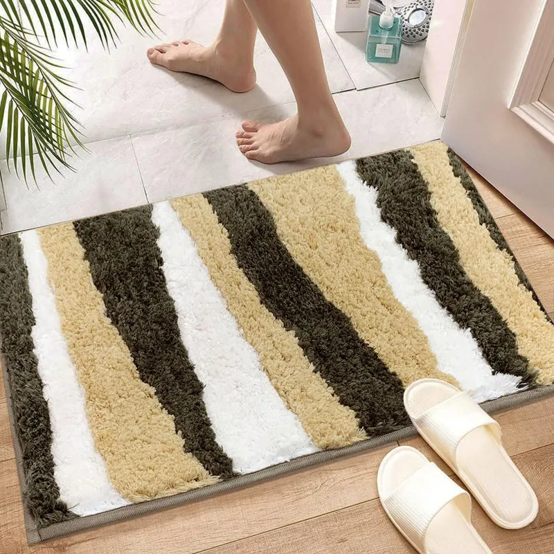 Stripe Steps Microfiber Bath Mat - Gold media 1