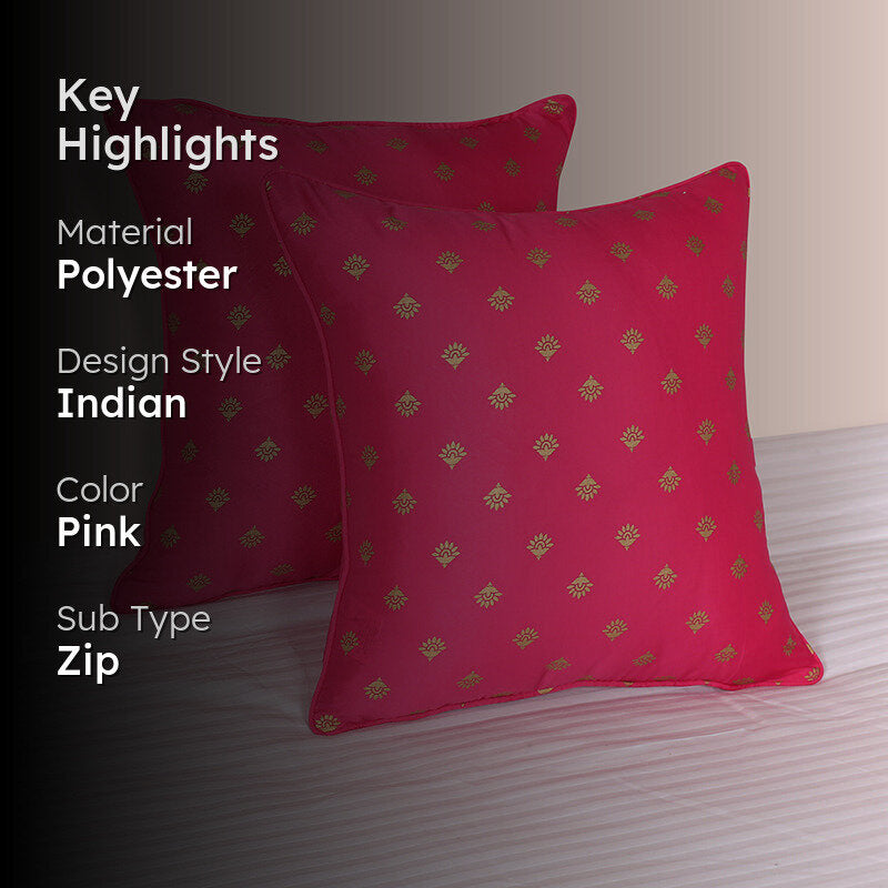 Pink Bhuttas Printed Cushion Cover - Set Of Two media 2